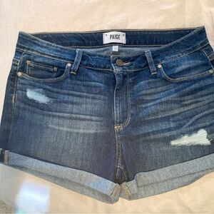 PAIGE Women's Dark Blue Jean Shorts